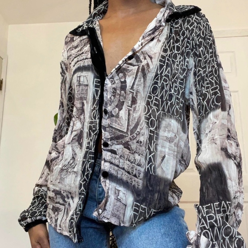Tania Nardi Black and White Graphic Blouse